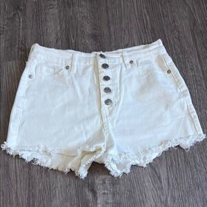 Fashion Nova White Distressed Jean Shorts High-Waisted